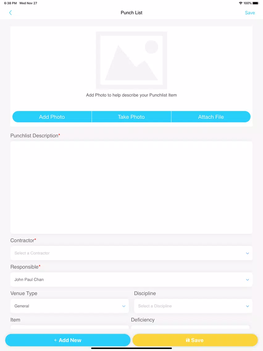 i95 Punch List iPad Screenshots