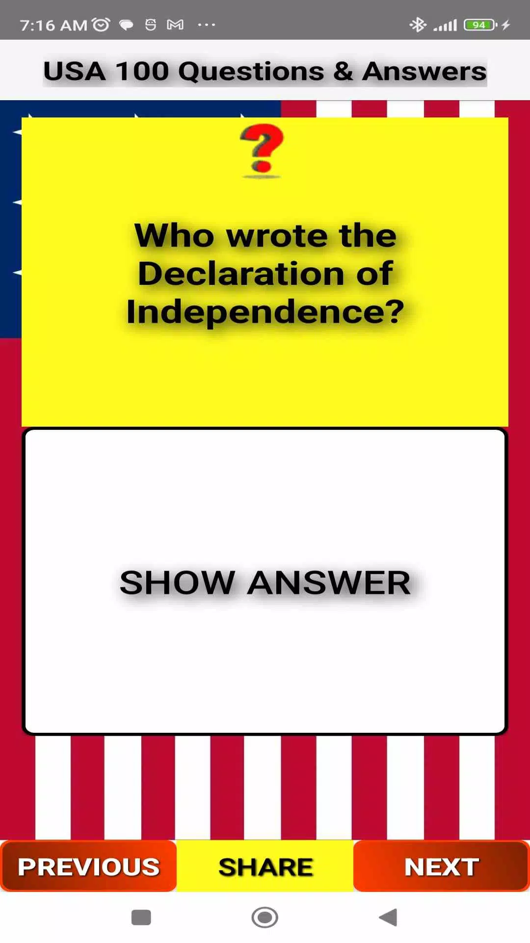 USA 100 Questions and Answers Screenshots