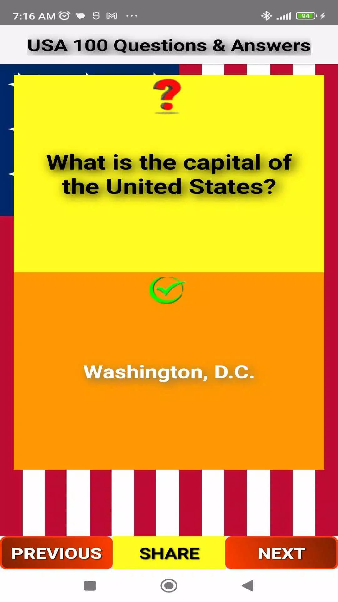 USA 100 Questions and Answers Screenshots