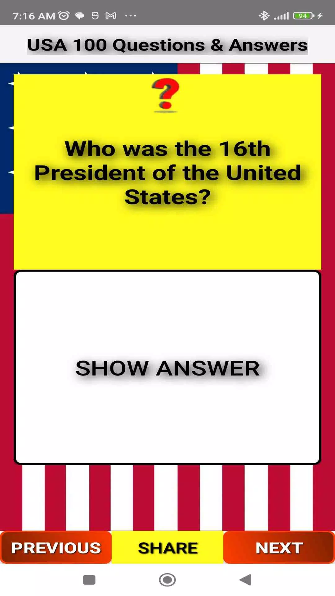 USA 100 Questions and Answers Screenshots