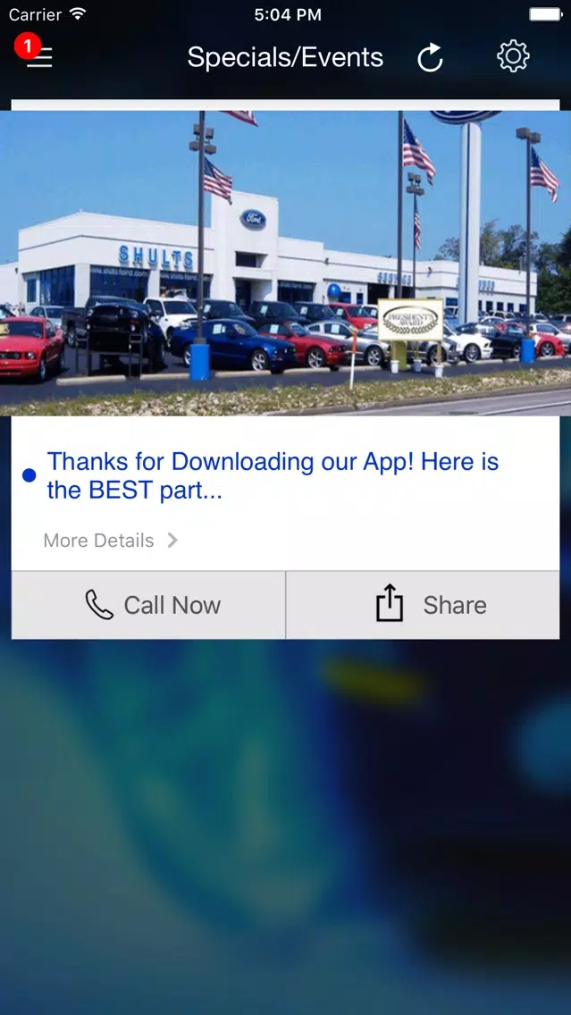 Ảnh chụp màn hình của Richard Bazzy's Shults Ford Lincoln DealerApp