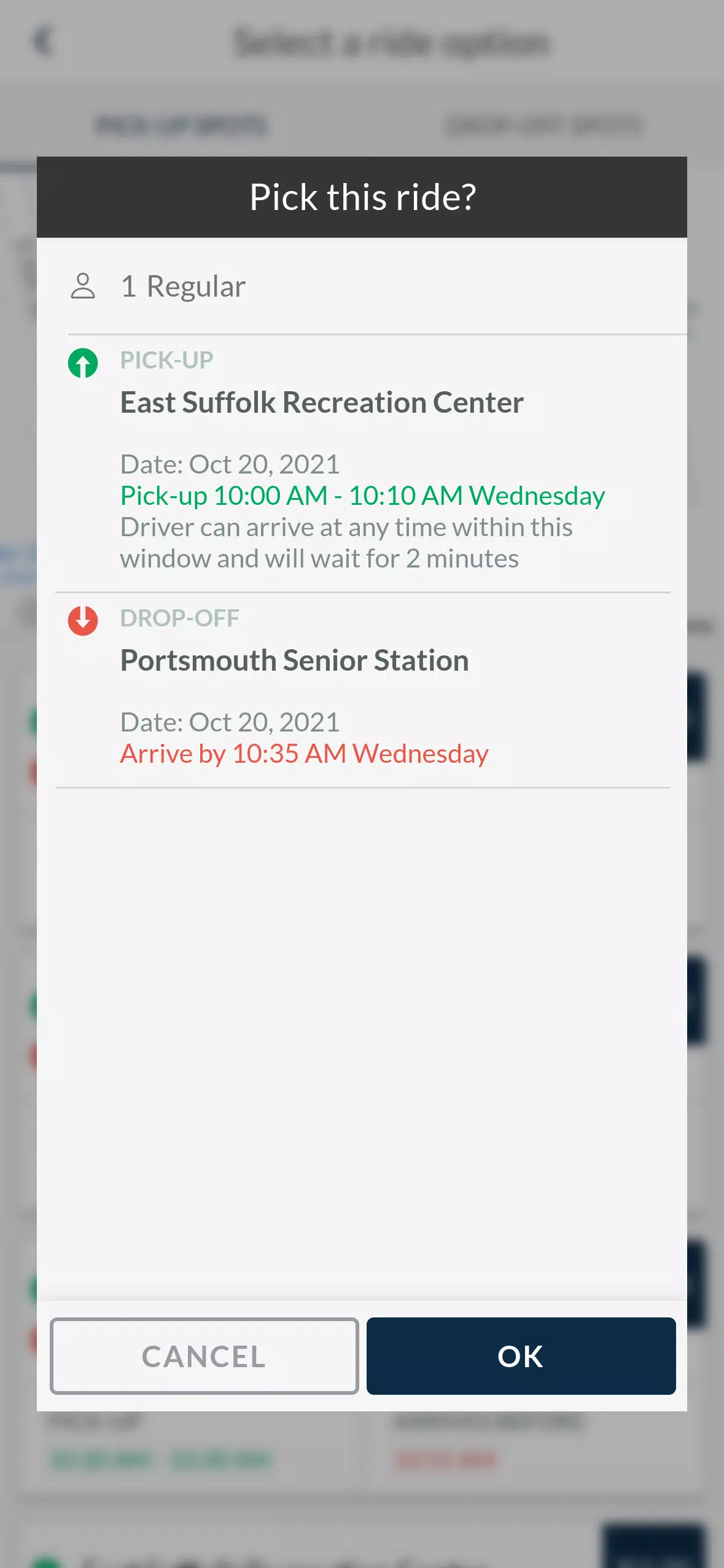 Senior Services I-RIDE Screenshots