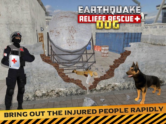 Earthquake Relief & Rescue Simulator : Play the rescue sniffer dog to Help earthquake victims. iPad Screenshots