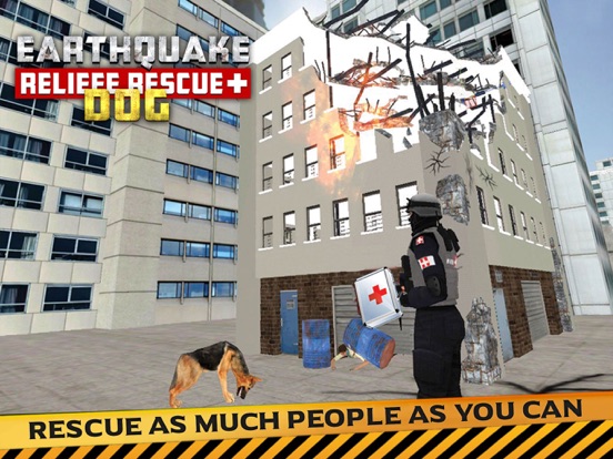 Earthquake Relief & Rescue Simulator : Play the rescue sniffer dog to Help earthquake victims. iPad Screenshots