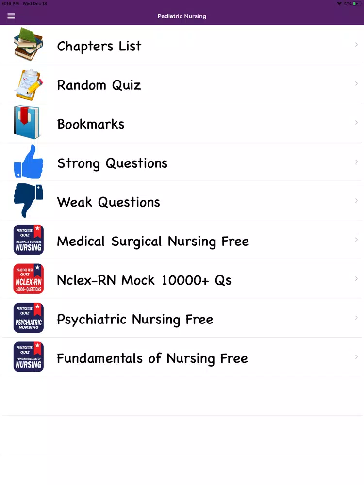 Pediatric Nursing Exam Prep iPad Screenshots