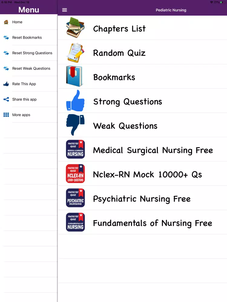 Pediatric Nursing Exam Prep iPad Screenshots