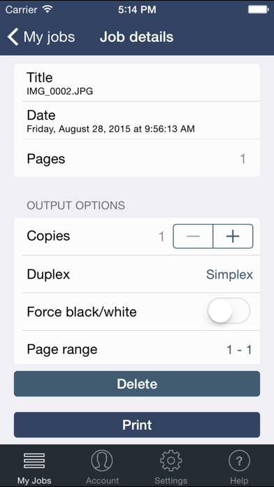 Mobile Print for AirWatch Screenshots