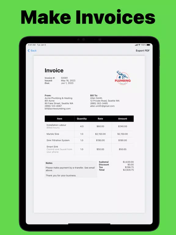 Invoice Forms — Receipt Maker iPad Screenshots