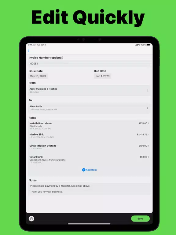 Invoice Forms — Receipt Maker iPad Screenshots