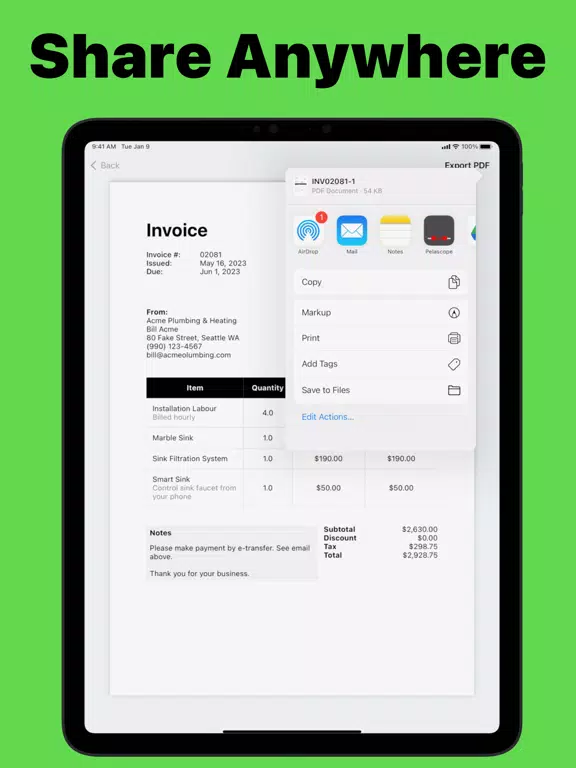 Invoice Forms — Receipt Maker iPad Screenshots