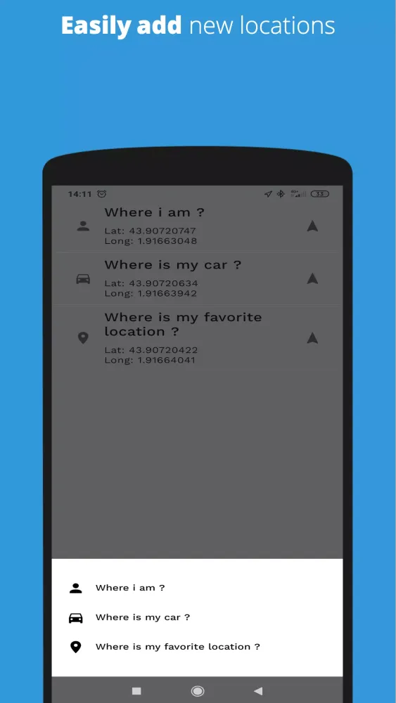 Where am i? Where am i parked? Screenshots