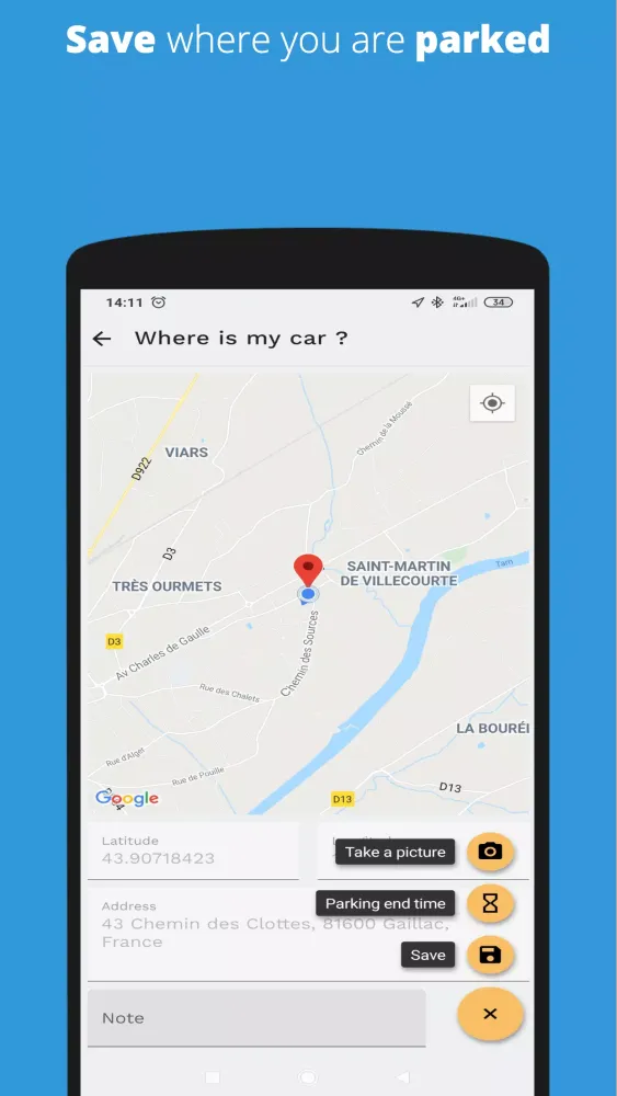 Where am i? Where am i parked? Screenshots