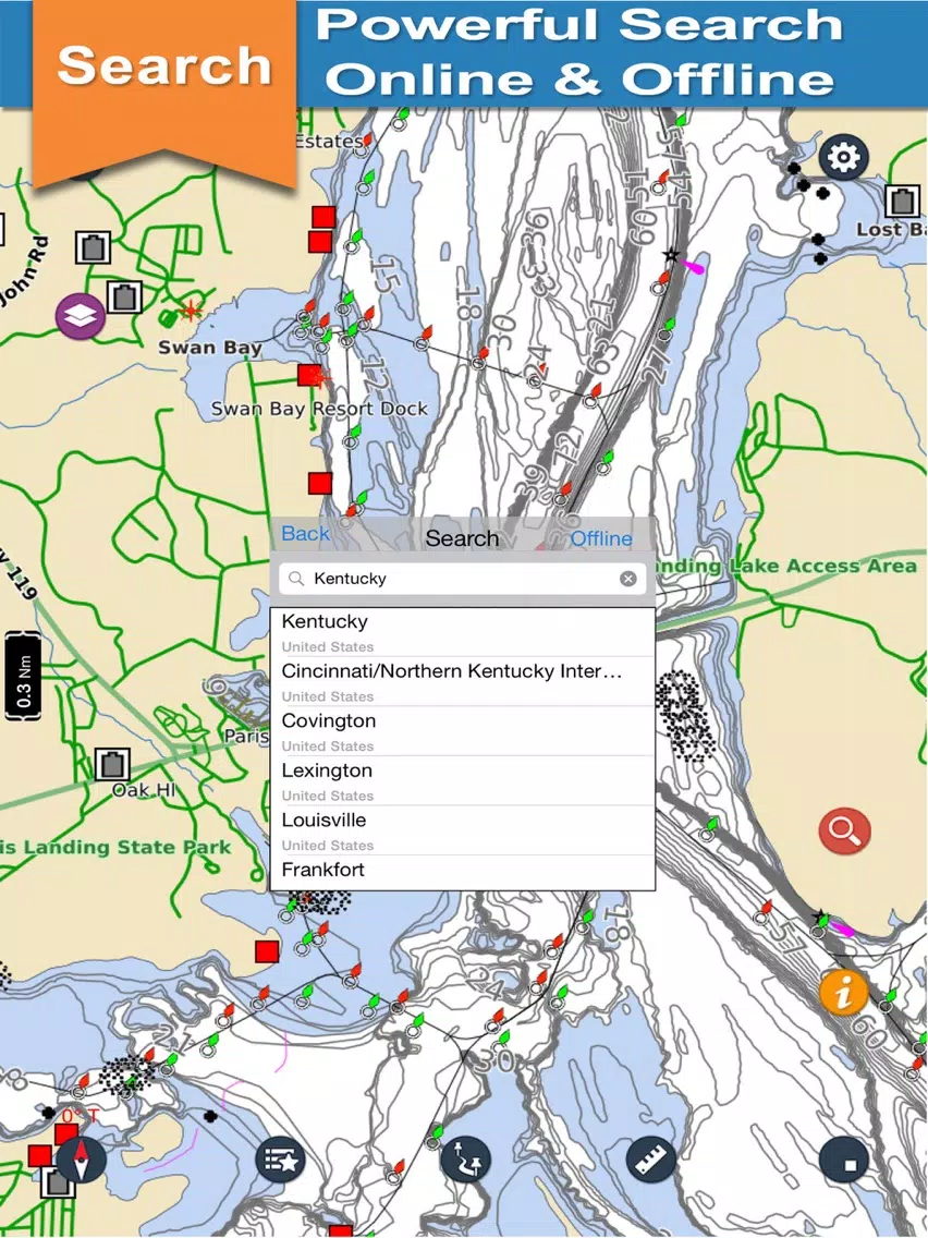 Kentucky & Barkley offline lake and park trails iPad Screenshots