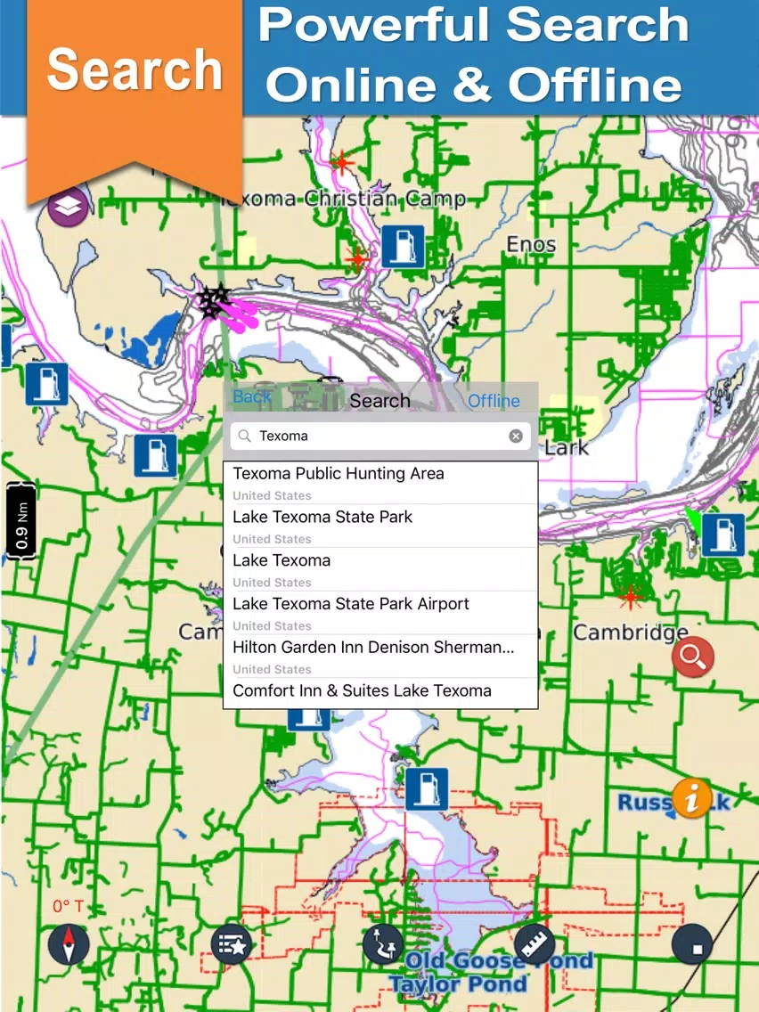 Lake Texoma gps offline nautical chart for boaters iPad Screenshots