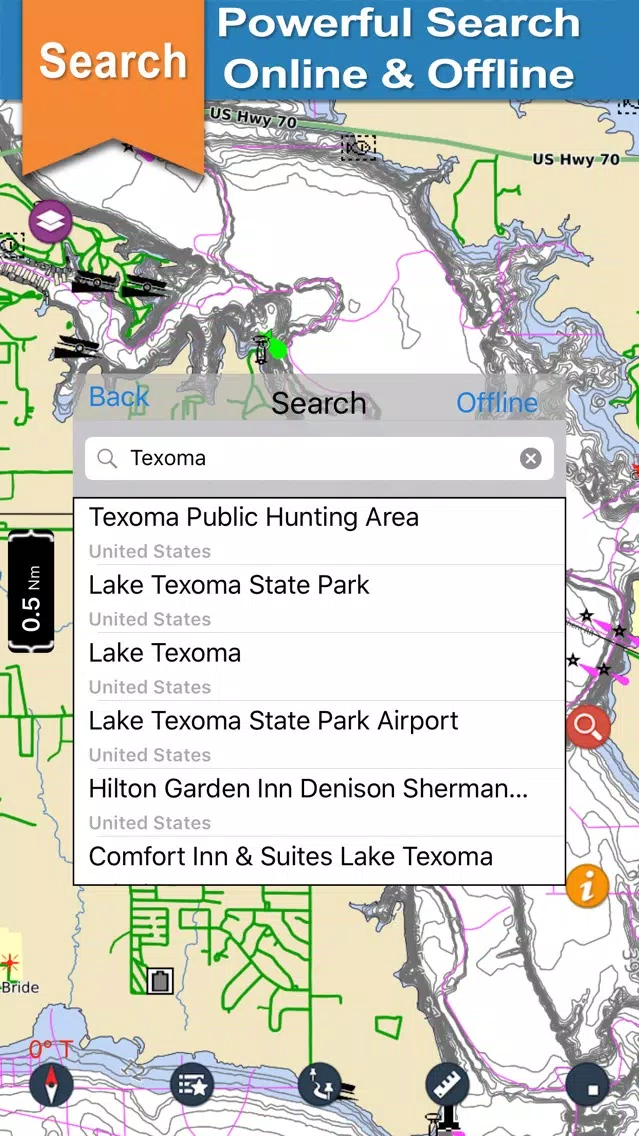 Lake Texoma gps offline nautical chart for boaters Screenshots
