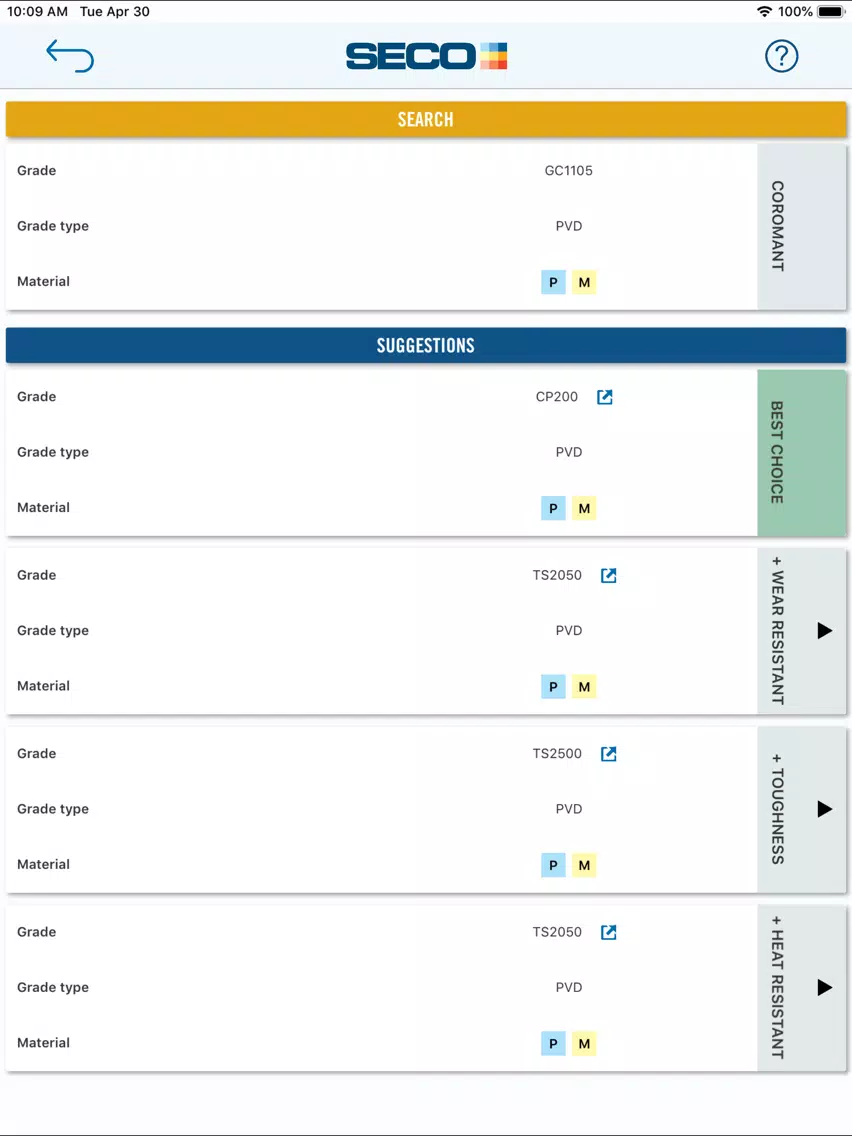 Seco Compare iPad Screenshots