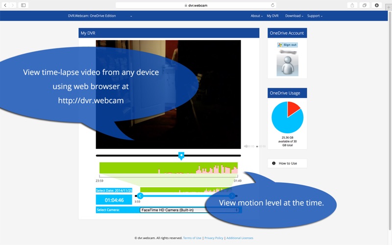 DVR.Webcam - OneDrive Edition Screenshots