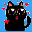 Funny Black cat stickers emoji Funny Black cat stickers emoji