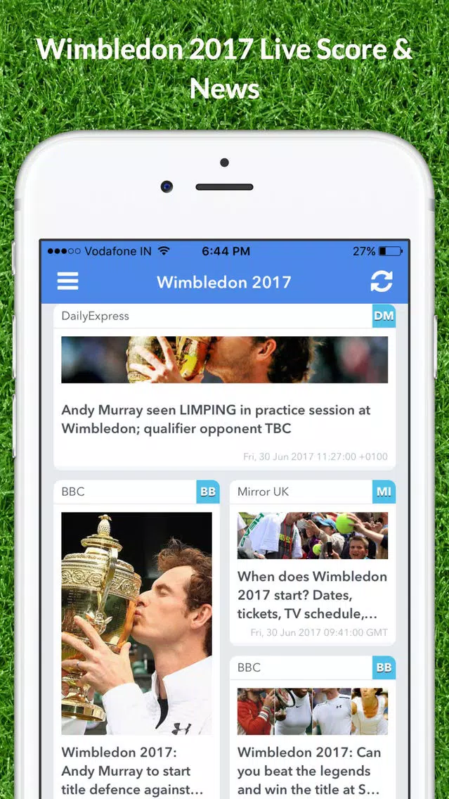Capturas de pantalla de Livescore for Wimbledon 2017 Results and News App