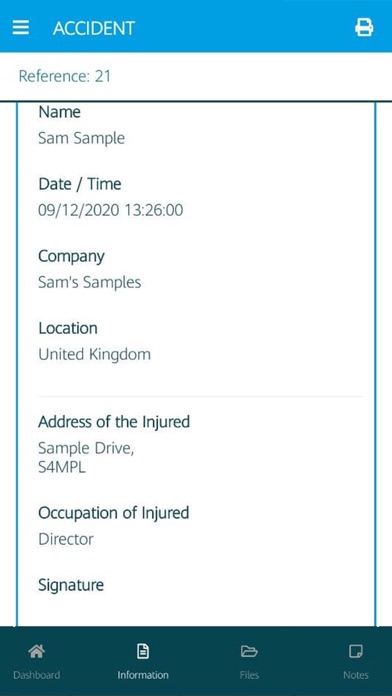 Incident / Accident Reporting Screenshots