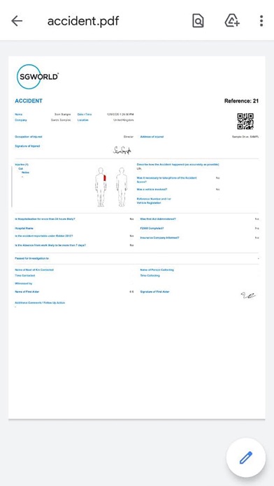 Incident / Accident Reporting Screenshots