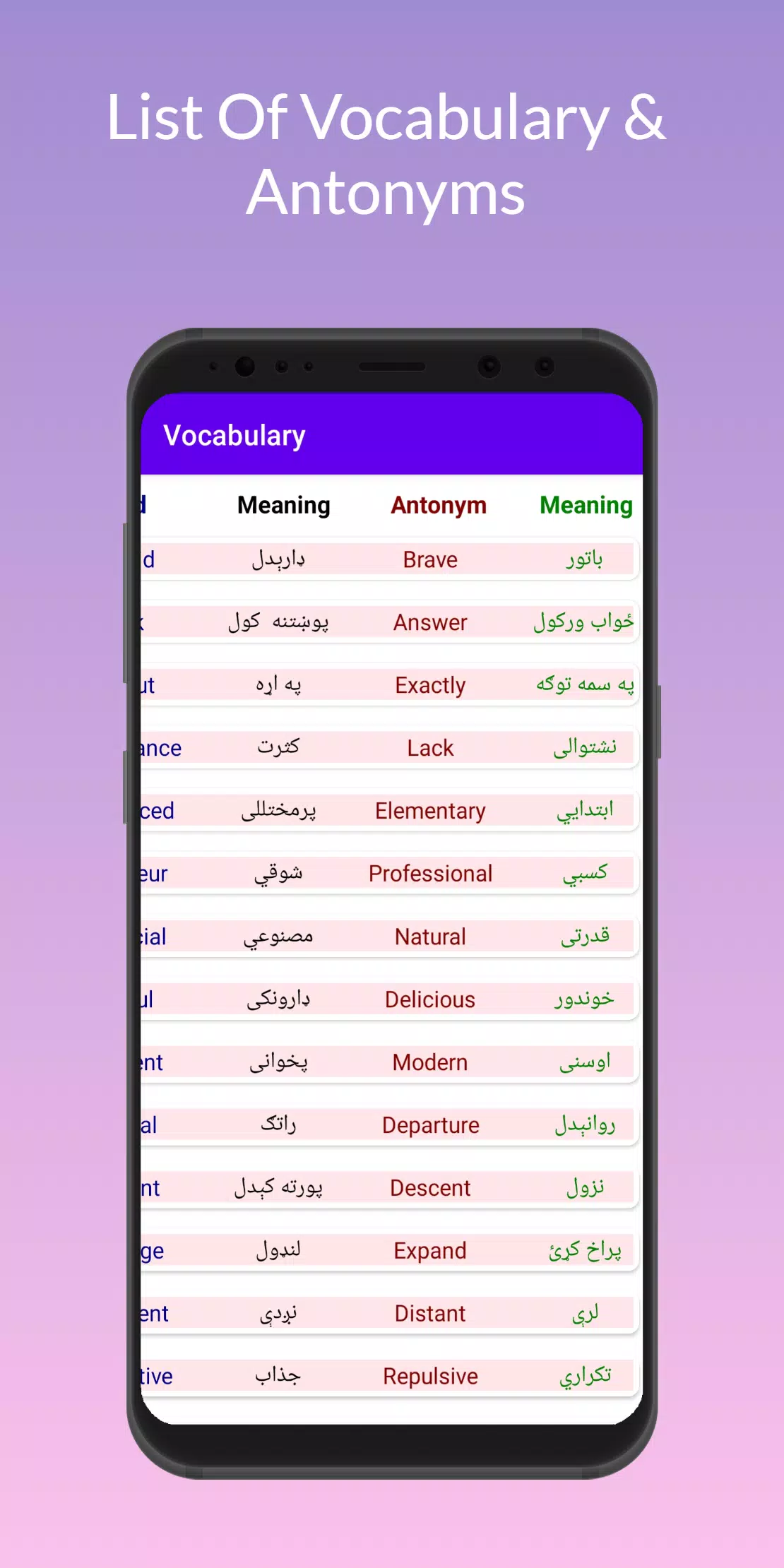 English To Pashto Verb Screenshots