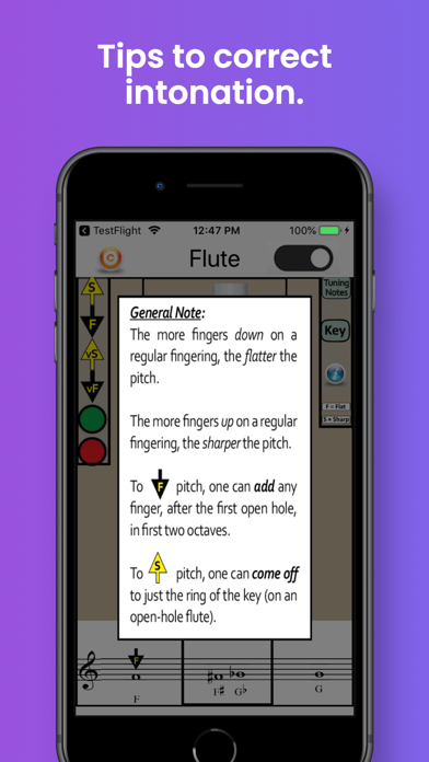Flute Fingering & Tuning Screenshots