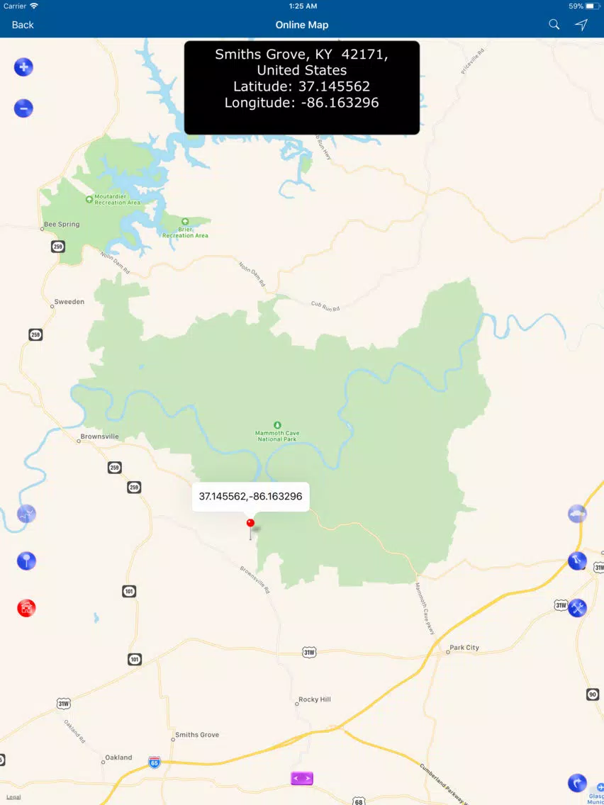 Capturas de pantalla de Mammoth Cave National Park Map iPad