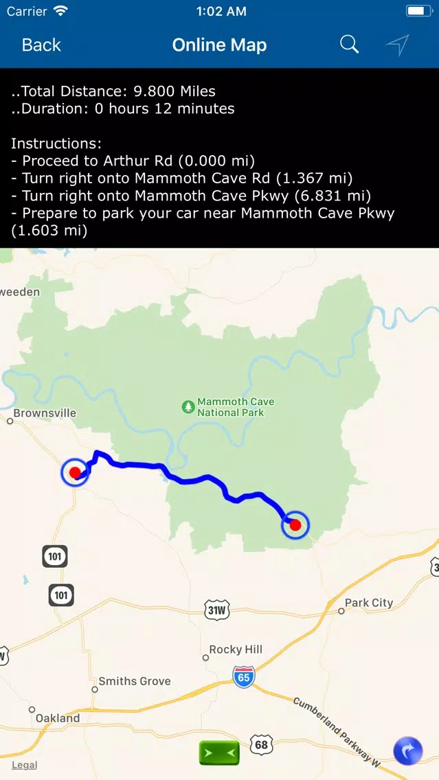 Capturas de pantalla de Mammoth Cave National Park Map