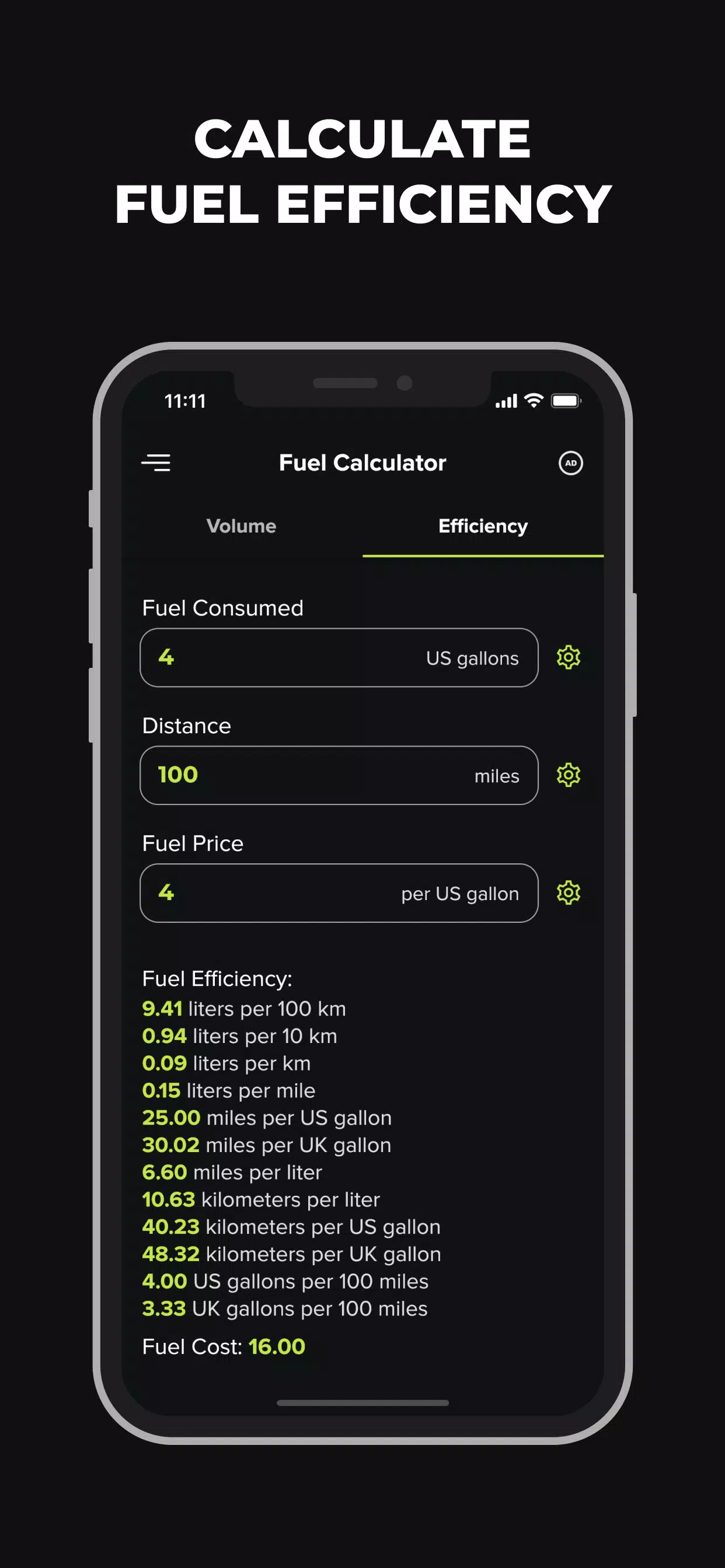 Fuel Calculator Screenshots