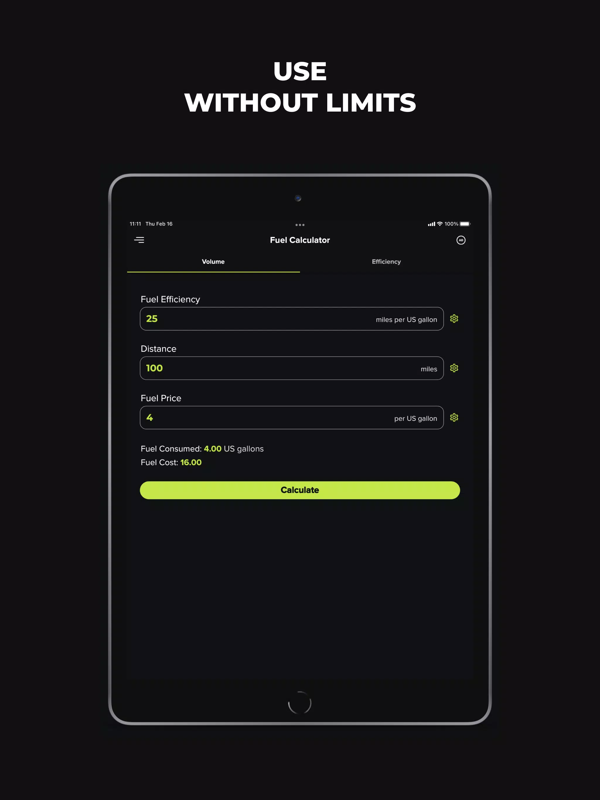 Fuel Calculator Screenshots