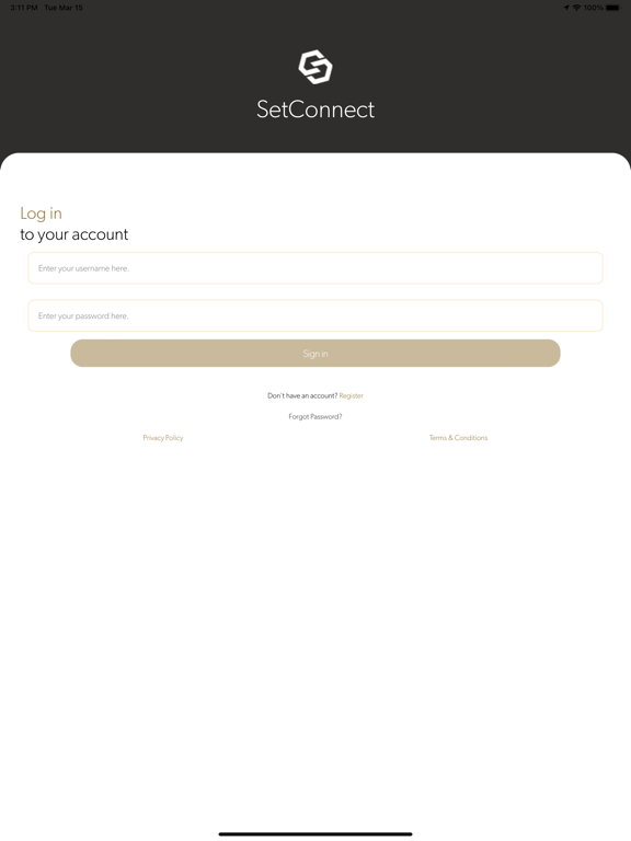 SetConnect iPad Screenshots
