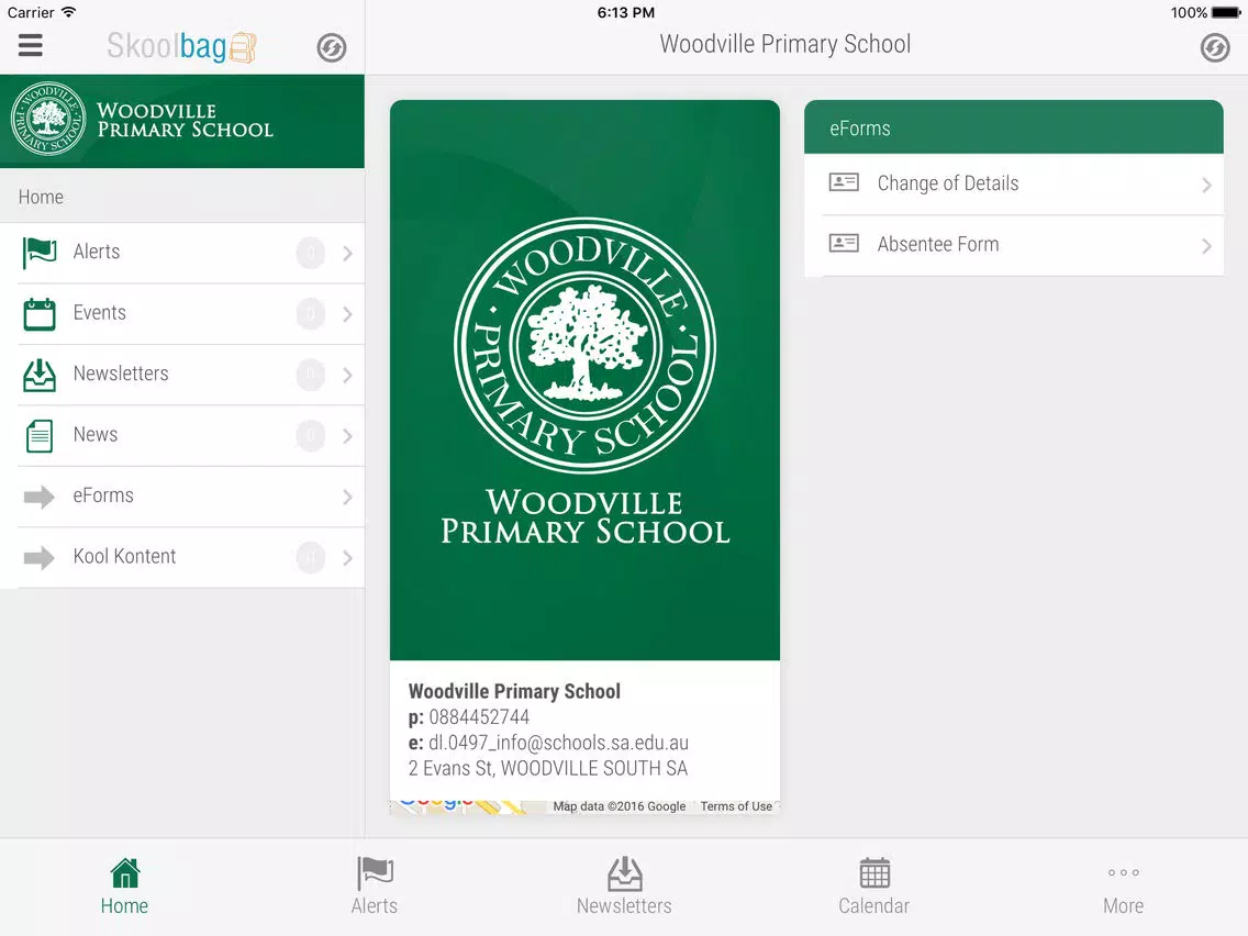 Woodville Primary School - Skoolbag iPad Screenshots