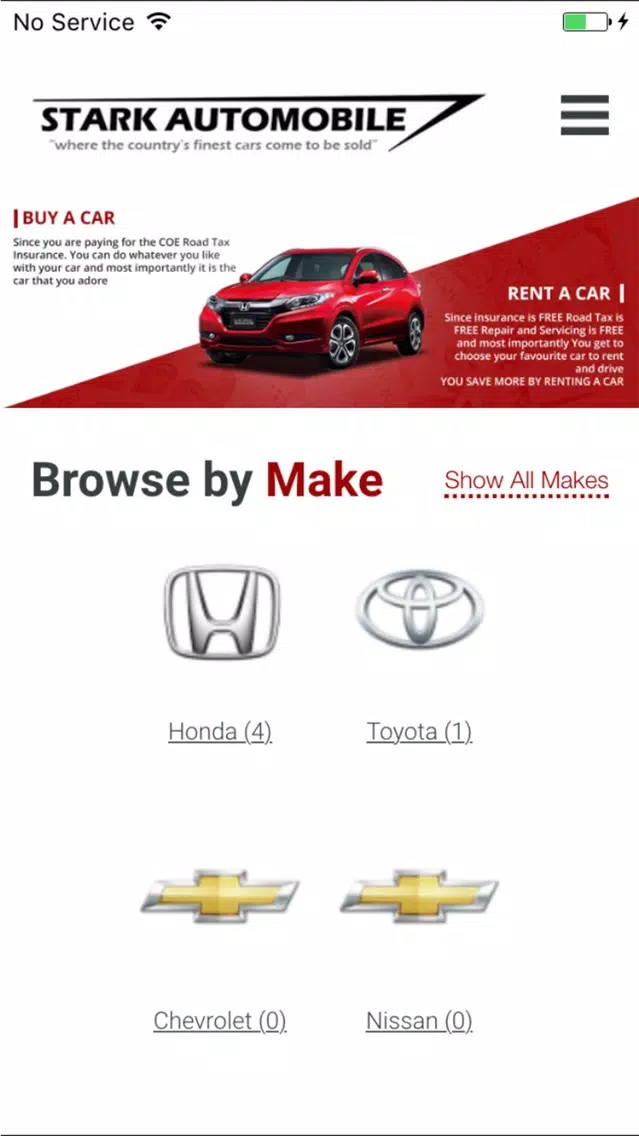 Stark Automobile Listing Screenshots
