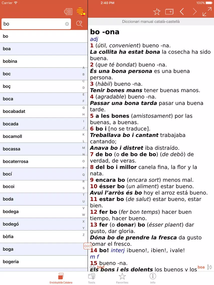 Compact Spanish-Catalan Catalan-Spanish Dictionary from Enciclopèdia Catalana iPad Screenshots