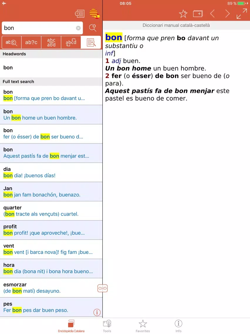 Compact Spanish-Catalan Catalan-Spanish Dictionary from Enciclopèdia Catalana iPad Screenshots