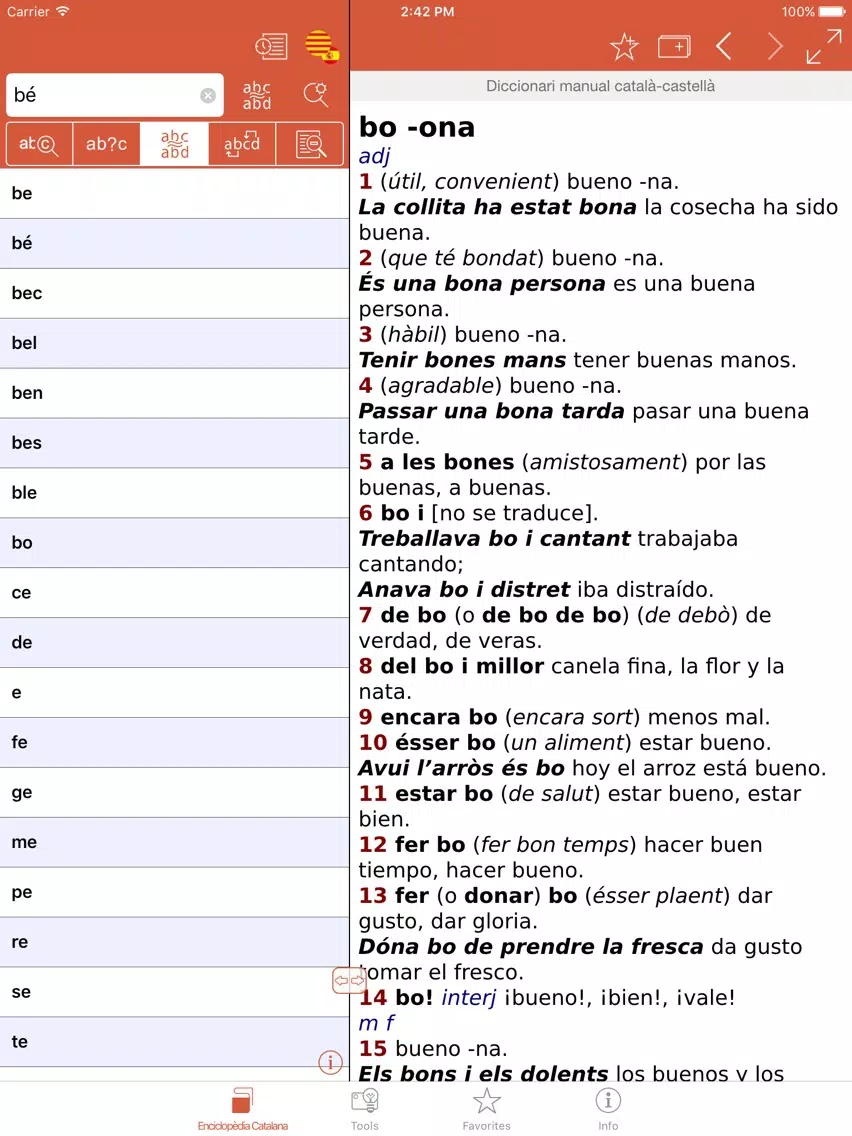 Compact Spanish-Catalan Catalan-Spanish Dictionary from Enciclopèdia Catalana iPad Screenshots