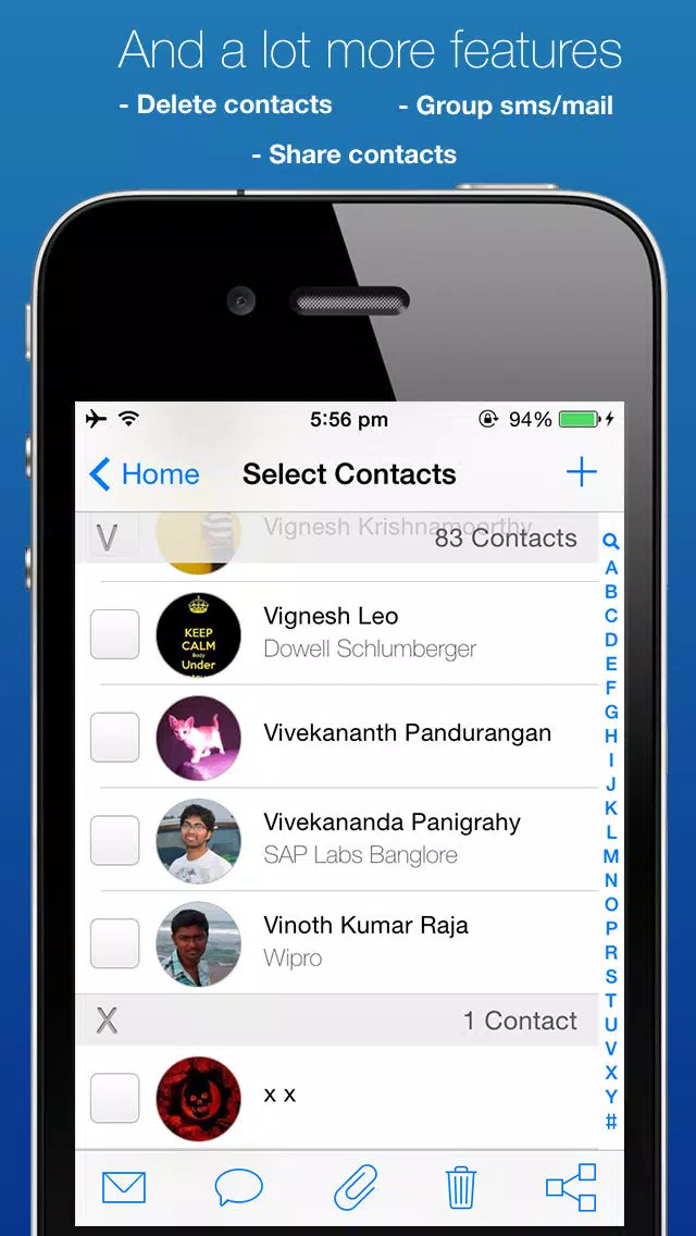 ContactBox: Group mail/sms, merge/delete contacts and backup contacts: Screenshots