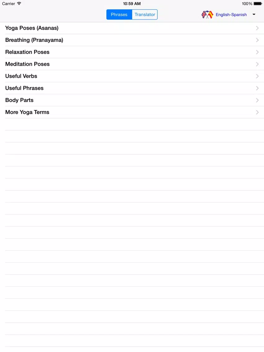 English-Spanish Yoga Translator (Offline) iPad Screenshots