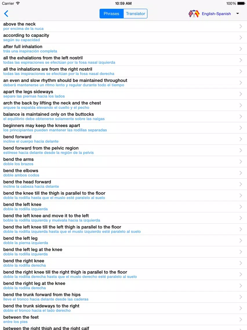 English-Spanish Yoga Translator (Offline) iPad Screenshots