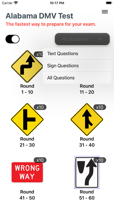 Alabama DMV Practice Win Exam Screenshots