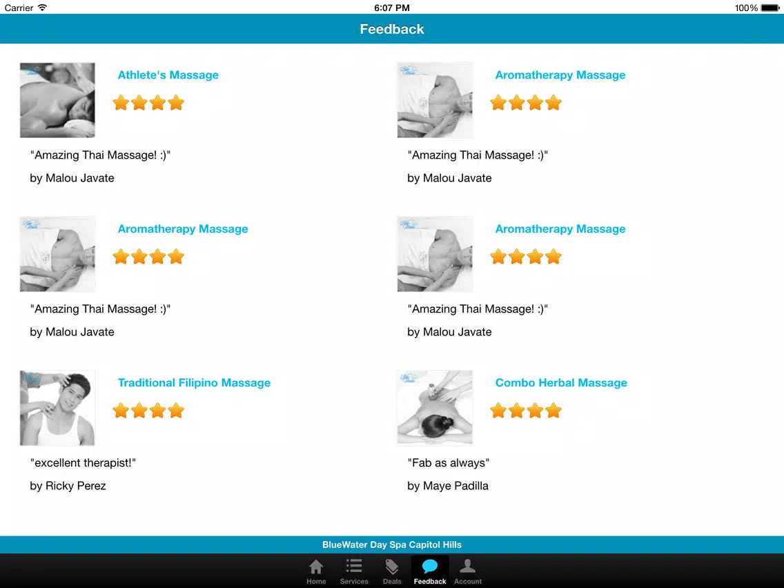 BlueWater Day Spa iPad Screenshots