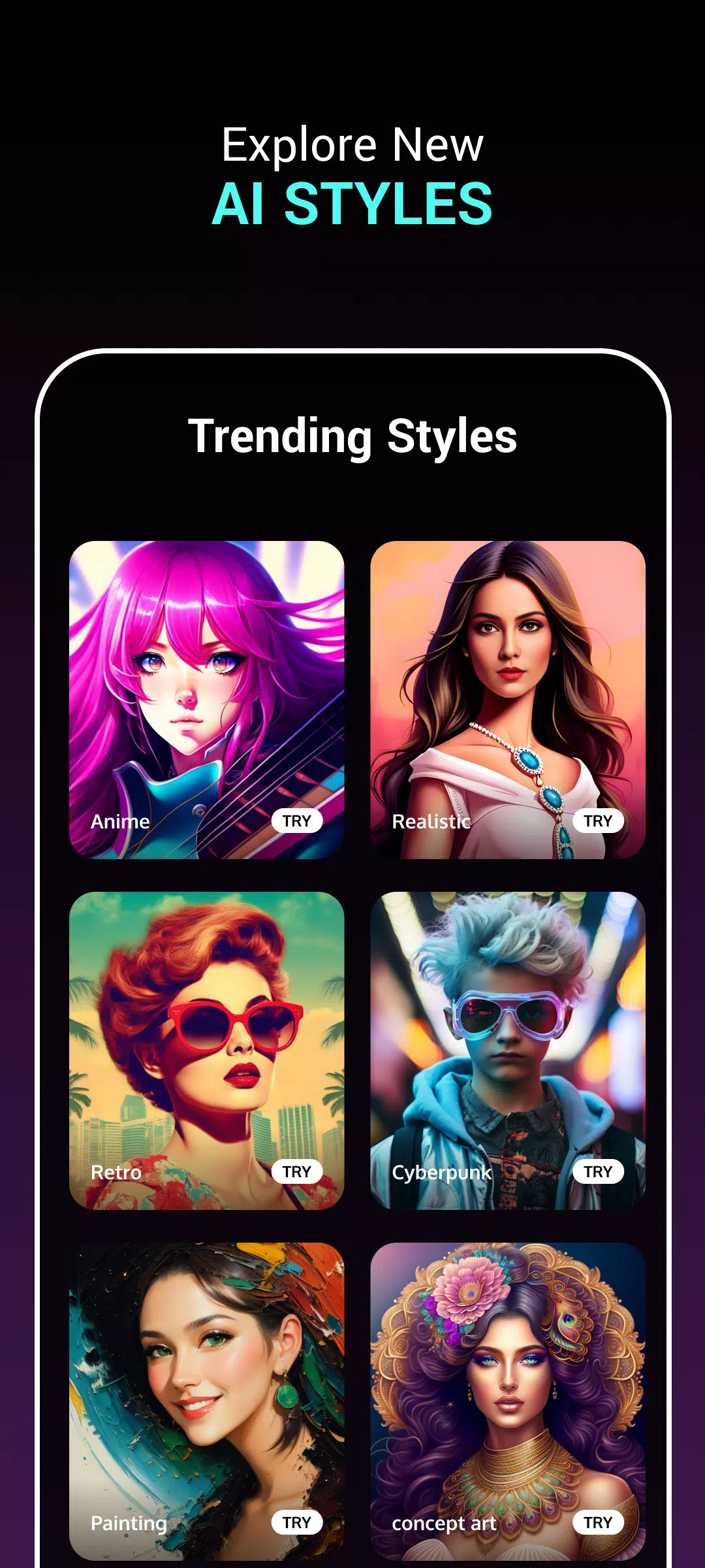 AI Art Generator Snap Photo Screenshots