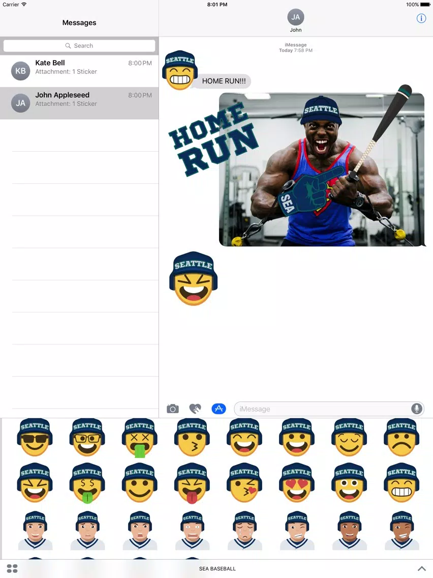 Seattle Baseball Stickers & Emojis iPad Screenshots
