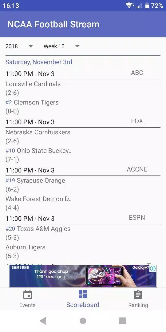 NCAA Football Stream Screenshots