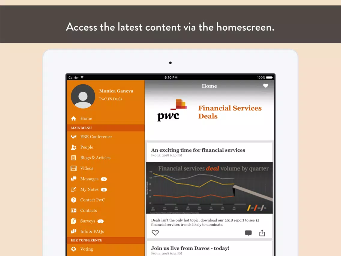 PwC Financial Service Deals 2 iPad Screenshots