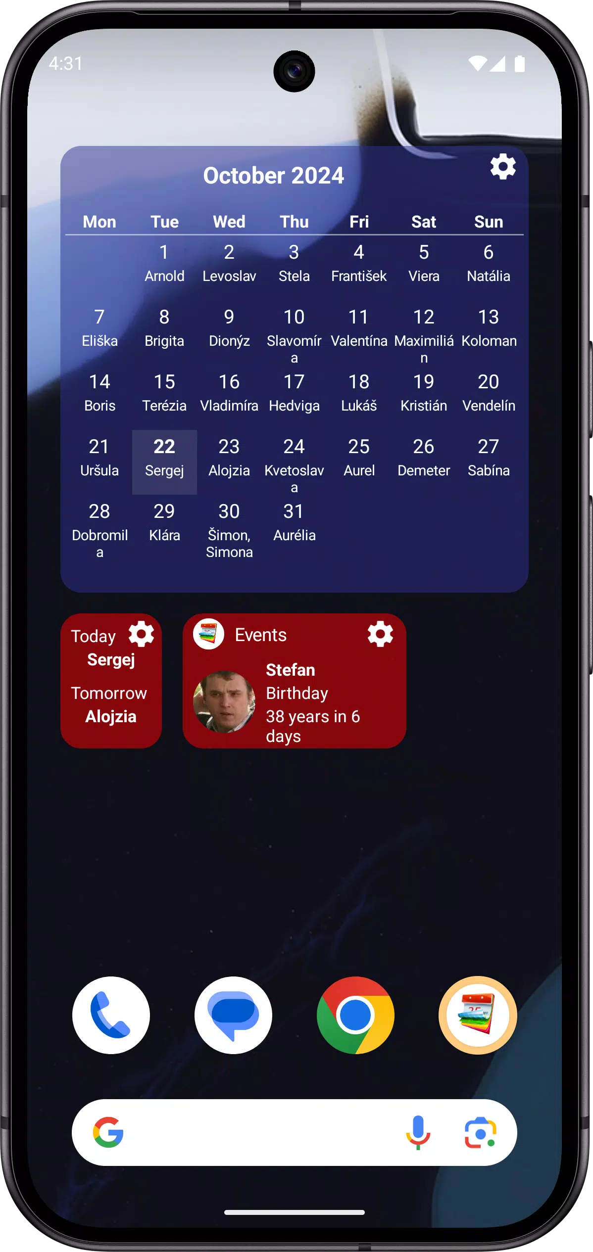 Calendar: Names and Birthdays Screenshots