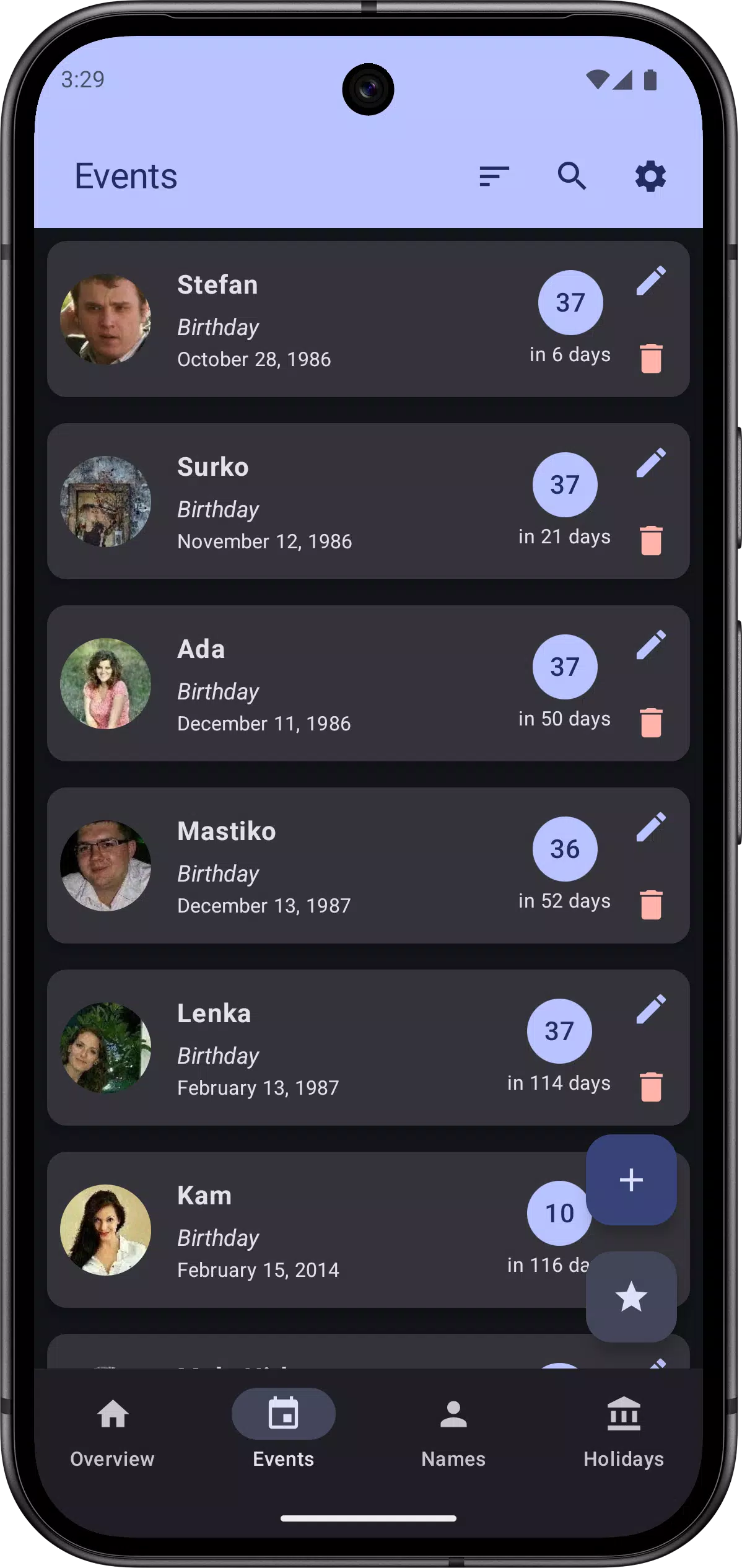 Calendar: Names and Birthdays Screenshots