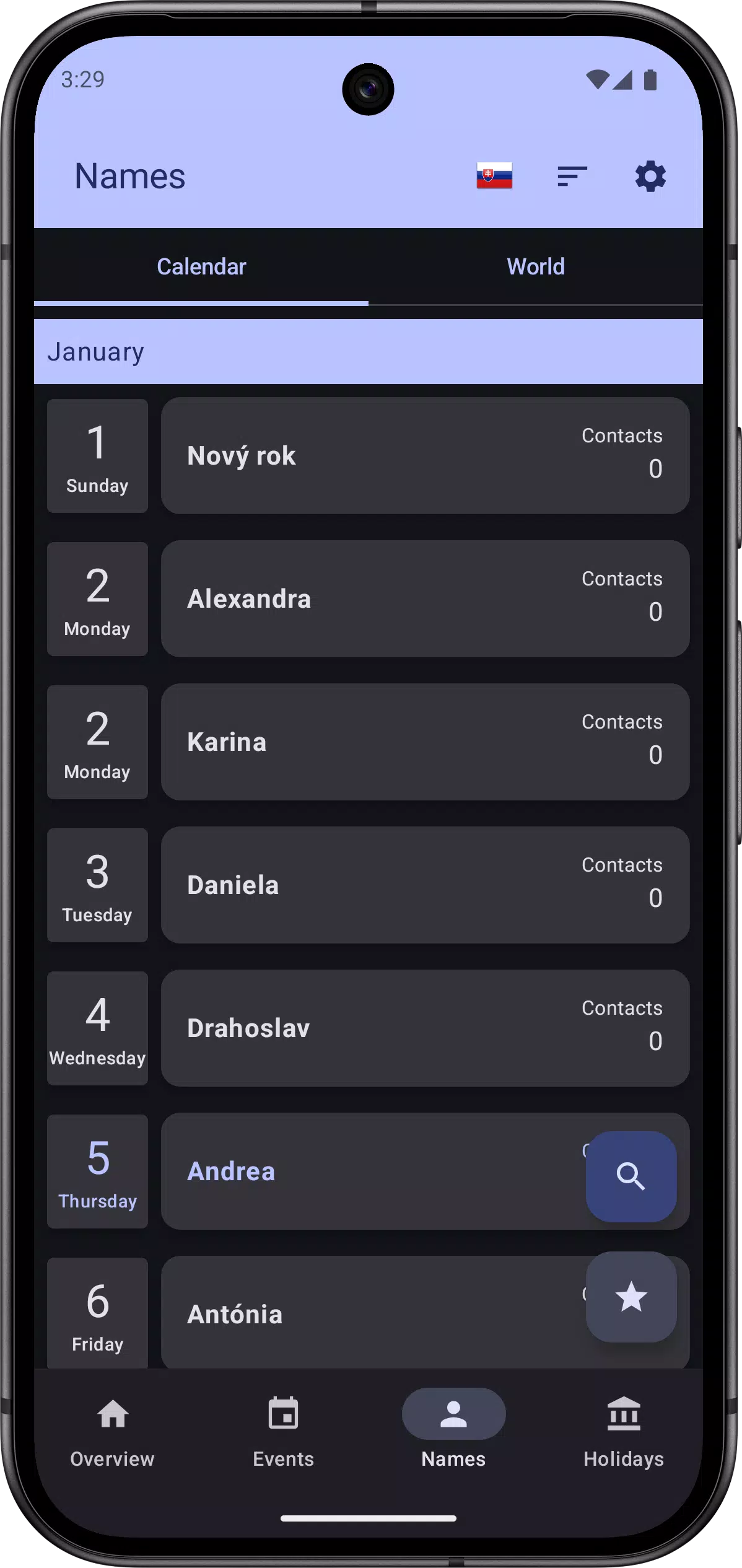 Calendar: Names and Birthdays Screenshots