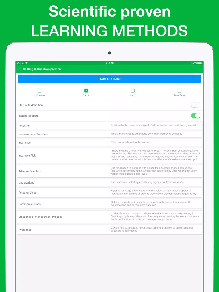 Risk Management Exam Question 2017 iPad Screenshots